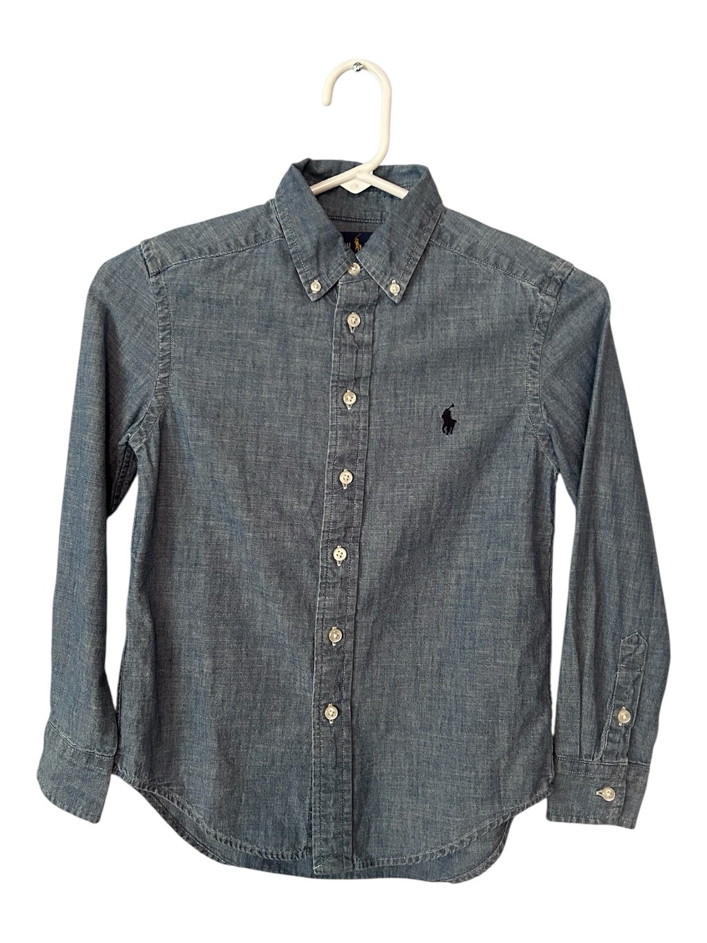 Ralph Lauren Boys Chambray Long Sleeve Button Down Shirt Size Small 8
